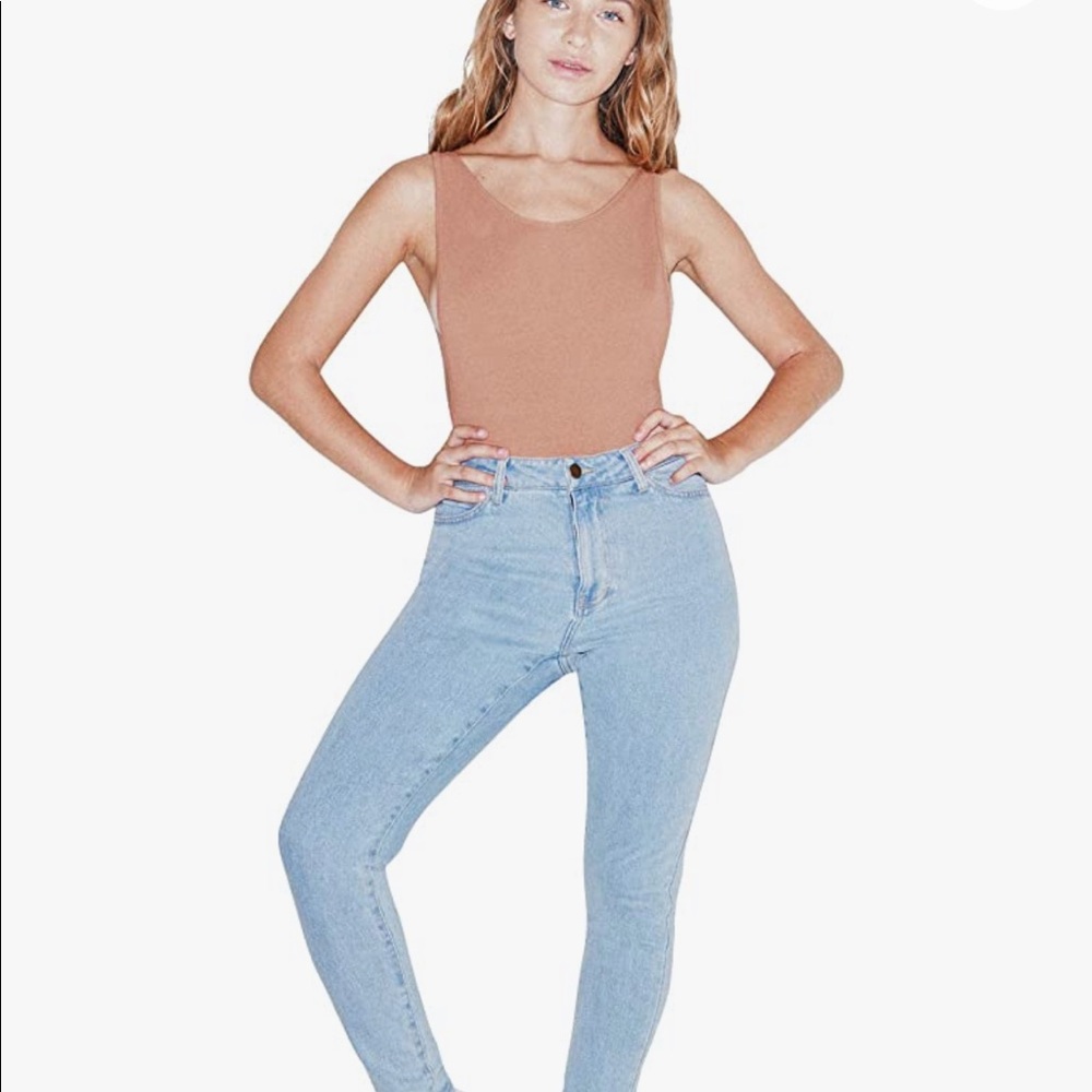 🆕 American Apparel Sleeveless Deep Cut Bodysuit Nude (M)